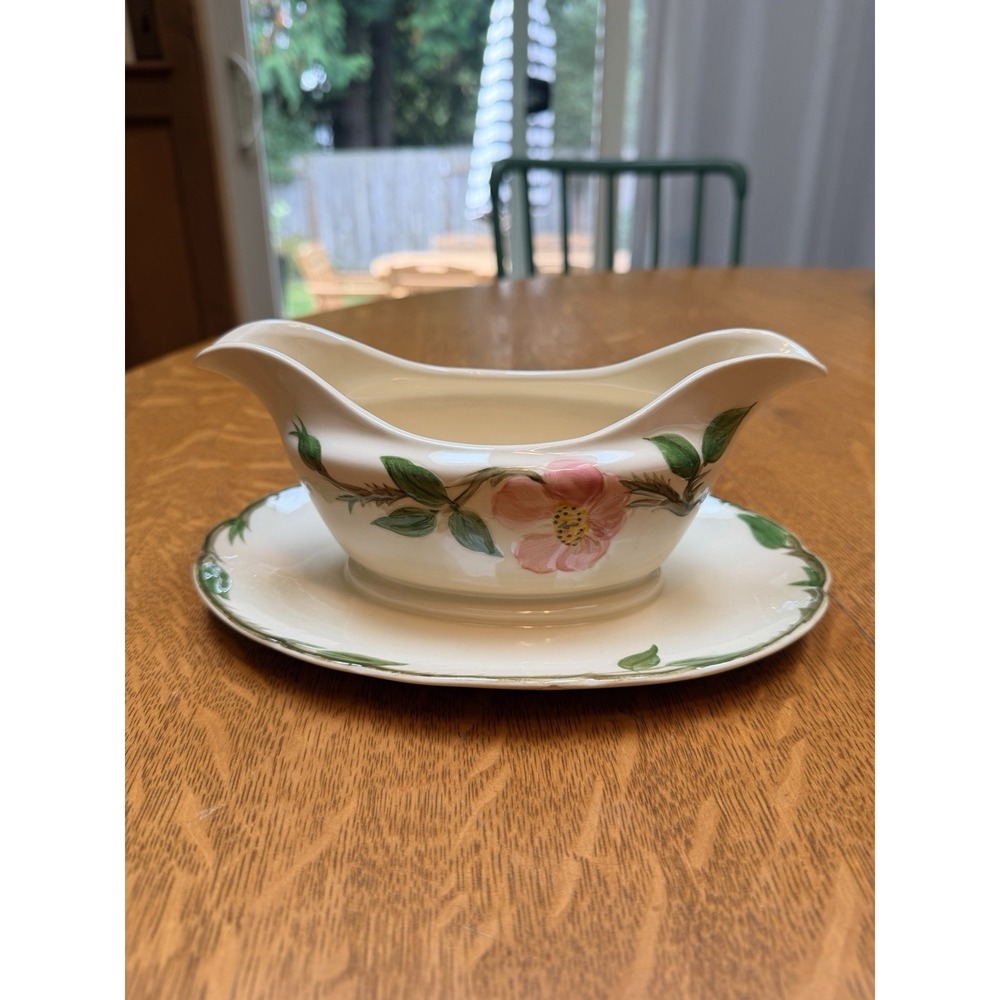Franciscan Desert Rose Gravy Boat Attached Underplate USA 1949-1953 Vintage